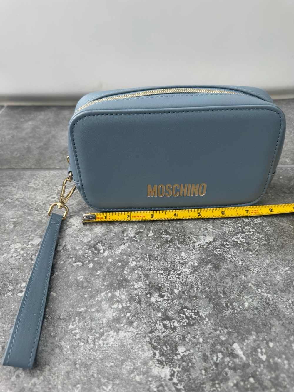 Moschino Blue Cosmetic Bag with Wrist Strap NEW